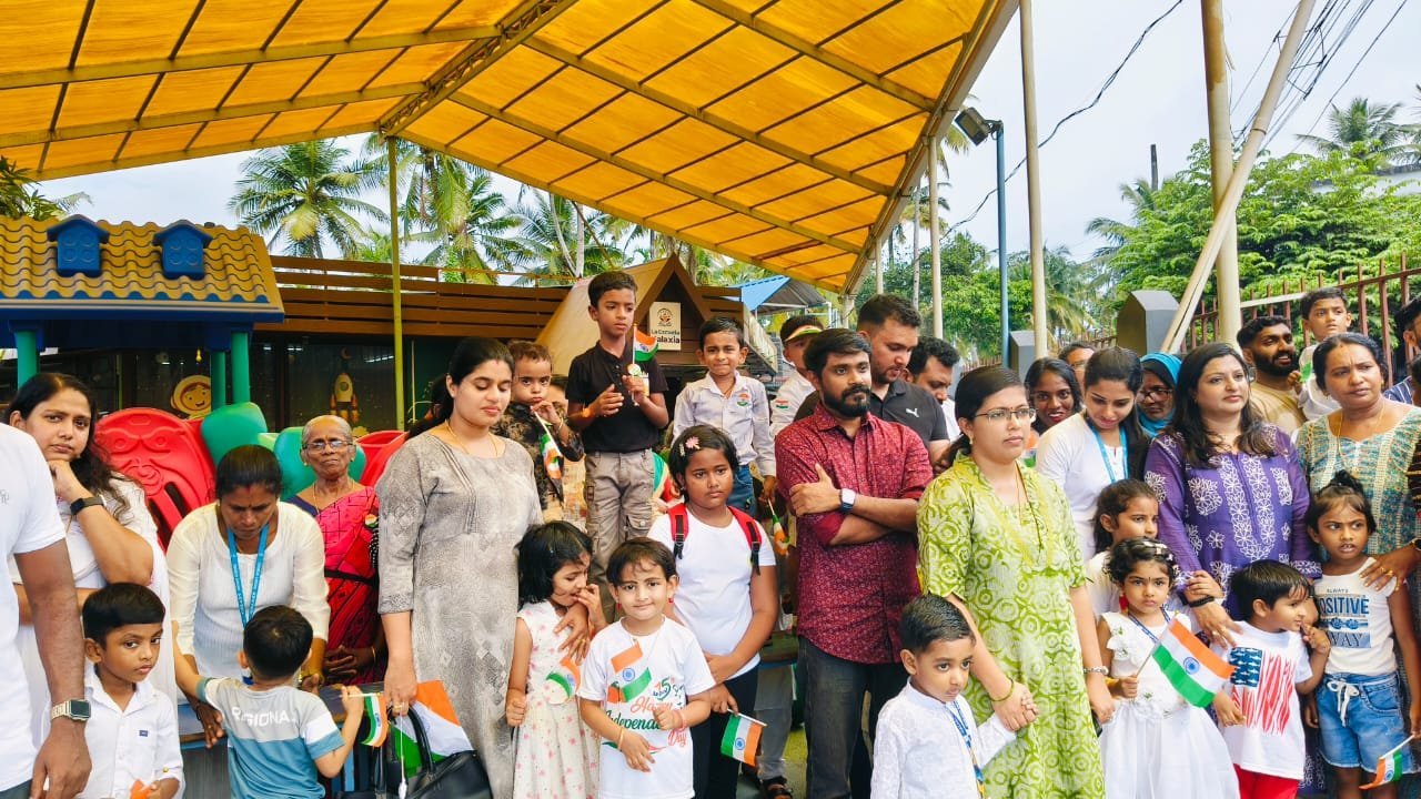 Independence Day celebration outdoors at Galaxy Infant School
